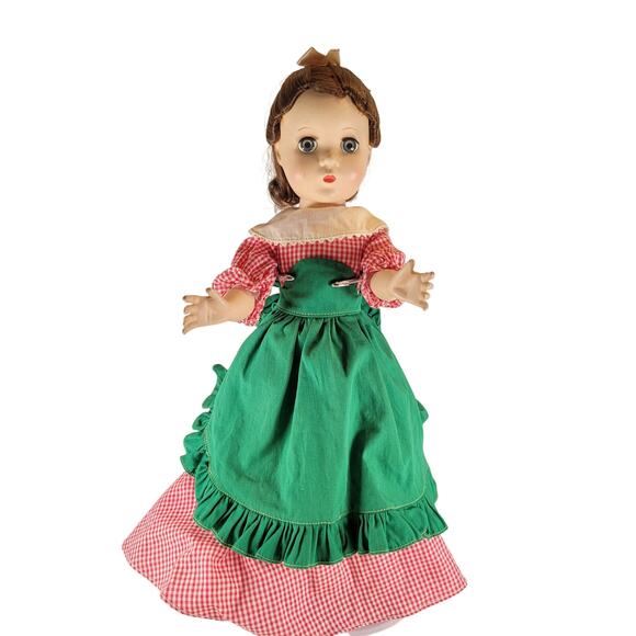 Madame Alexander Meg Doll Little Women 14in Sleep Eyes 1950s Red Gingham Dress - Picture 1 of 16